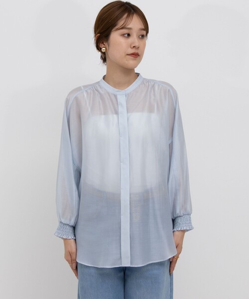 NOLLEY’S（ノーリーズ）の「袖口シャーリングブラウス（シャツ/ブラウス・レディース・キャメル/サックスブルー/ベビーピンク/ブラック/グレー/チャコールグレー・38）」の10枚目の写真