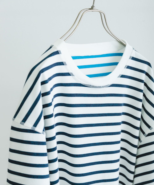 URBAN RESEARCH（アーバンリサーチ）の「リバーシブルボーダーTシャツ（Tシャツ/カットソー・メンズ・ネイビー/グリーン・MEDIUM/LARGE）」の2枚目の写真