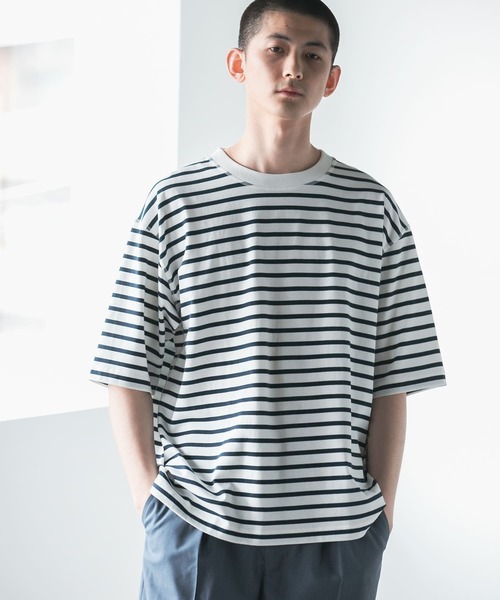 URBAN RESEARCH（アーバンリサーチ）の「リバーシブルボーダーTシャツ（Tシャツ/カットソー・メンズ・ネイビー/グリーン・MEDIUM/LARGE）」の4枚目の写真