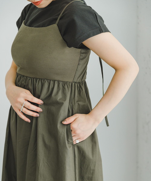 ITEMS URBANRESEARCH（アイテムズ アーバンリサーチ）の「リブドッキングキャミワンピース（ワンピース・レディース・ブラック/カーキ・FREE）」の17枚目の写真