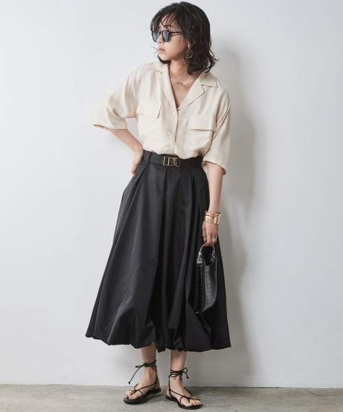 CHIC STYLE（シックスタイル）の「 フレアバルーンスカート ＜大きいサイズ有＞シックスタイル　（スカート・レディース・ブラウン/チャコール/ブラック・M/L/LL/3L/4L/5L）」の8枚目の写真