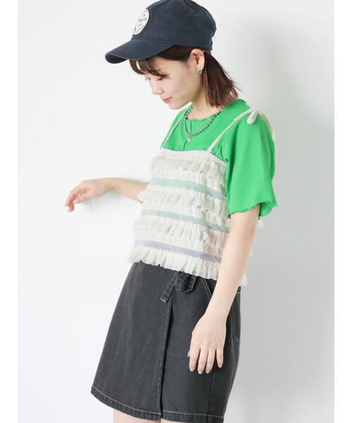 ehka sopo(エヘカソポ)の「カットフリルキャミソール(セットアップ可)(シャツ/ブラウス・レディース・キナリ/ブラック・F)」の18枚目の写真