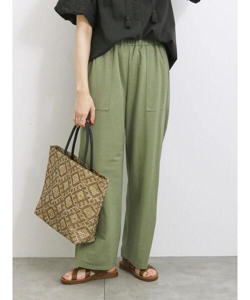 Samansa Mos2 blue(サマンサモスモスブルー)の「【接触冷感】ワイドイージーパンツ(その他パンツ・レディース・グリーン/チャコールグレー/キナリ/ブラック・F)」の4枚目の写真