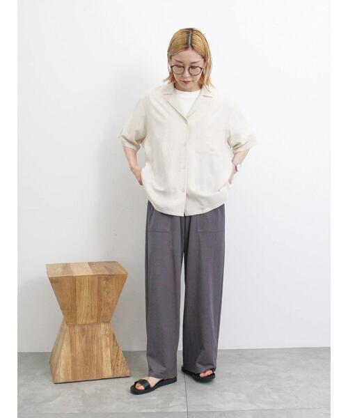 Samansa Mos2 blue(サマンサモスモスブルー)の「【接触冷感】ワイドイージーパンツ(その他パンツ・レディース・グリーン/チャコールグレー/キナリ/ブラック・F)」の20枚目の写真