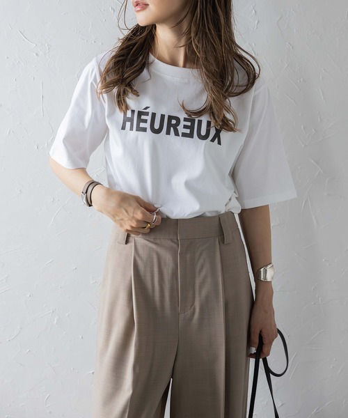 Bonjour Sagan(ボンジュールサガン)の「前後2WAYロゴTシャツ(Tシャツ/カットソー・レディース・ホワイト/ピンク/ライトベージュ・FREE)」の4枚目の写真