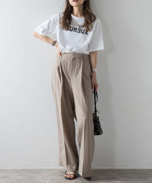 Bonjour Sagan(ボンジュールサガン)の「前後2WAYロゴTシャツ(Tシャツ/カットソー・レディース・ホワイト/ピンク/ライトベージュ・FREE)」の5枚目の写真
