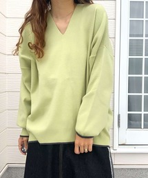 Q | Vネックオーバーニット(ニット/セーター)