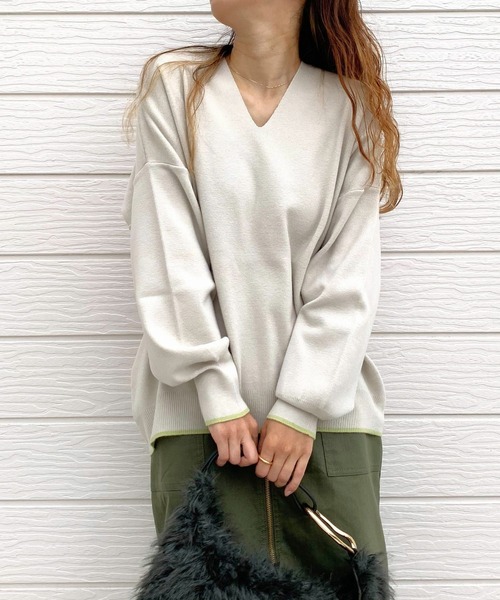 セール】Vネックオーバーニット（ニット/セーター）｜Q（キュー