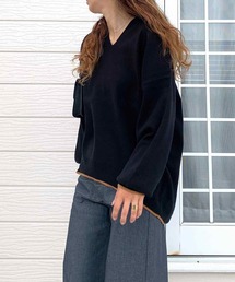 Q | Vネックオーバーニット(ニット/セーター)