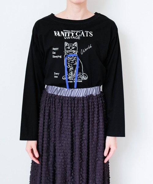 DOLLUPOOPS(ドールアップウップス)の「VANITY CAT ロングTシャツ(Tシャツ/カットソー・レディース・ブラック/ホワイト・38)」の9枚目の写真