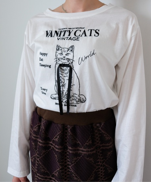 DOLLUPOOPS(ドールアップウップス)の「VANITY CAT ロングTシャツ(Tシャツ/カットソー・レディース・ブラック/ホワイト・38)」の15枚目の写真