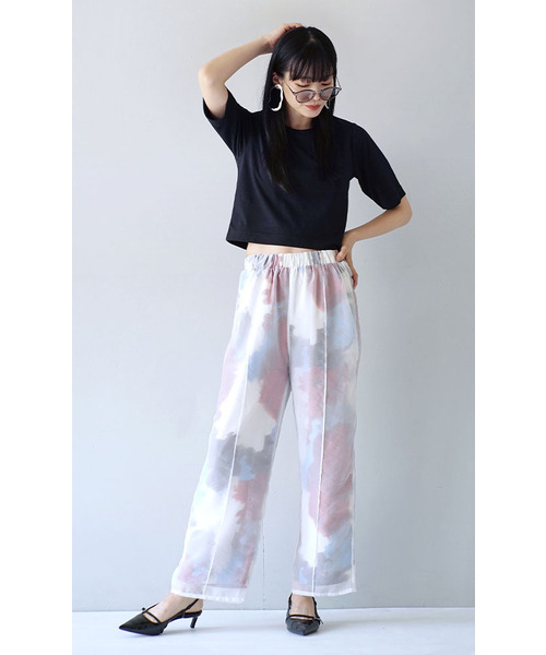 e-zakkamania stores(イーザッカマニアストアーズ)の「シアーレイヤード アート柄パンツ(その他パンツ・レディース・オフホワイト・フリー)」の9枚目の写真