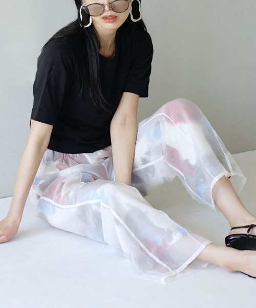 e-zakkamania stores(イーザッカマニアストアーズ)の「シアーレイヤード アート柄パンツ(その他パンツ・レディース・オフホワイト・フリー)」の7枚目の写真