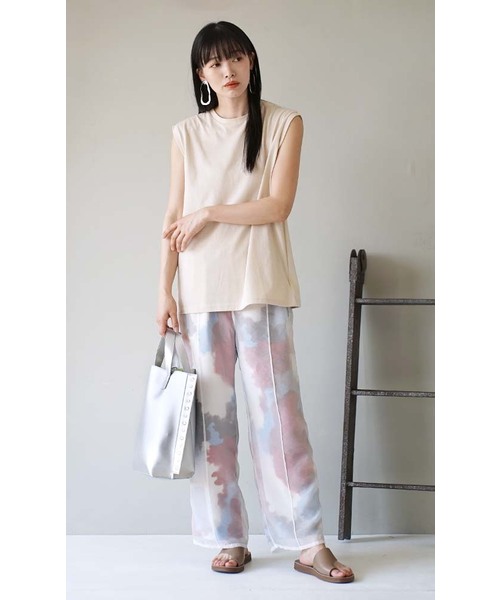 e-zakkamania stores(イーザッカマニアストアーズ)の「シアーレイヤード アート柄パンツ(その他パンツ・レディース・オフホワイト・フリー)」の5枚目の写真
