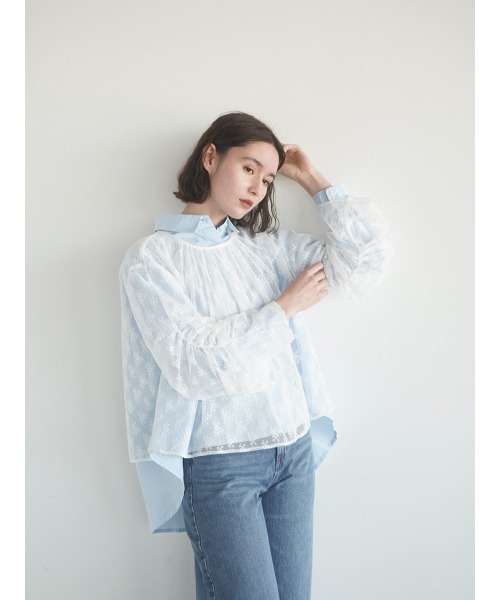 FIKA.(フィーカ)の「Gather sleeve lace blouse(シャツ/ブラウス・レディース・ブラック/オフホワイト・MEDIUM)」の3枚目の写真