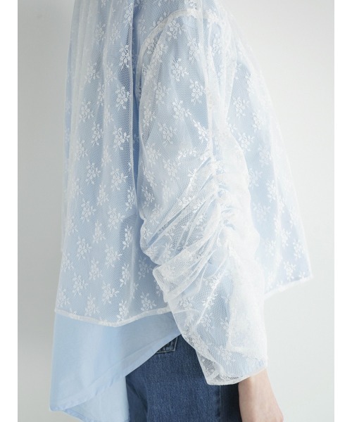 FIKA.(フィーカ)の「Gather sleeve lace blouse(シャツ/ブラウス・レディース・ブラック/オフホワイト・MEDIUM)」の7枚目の写真