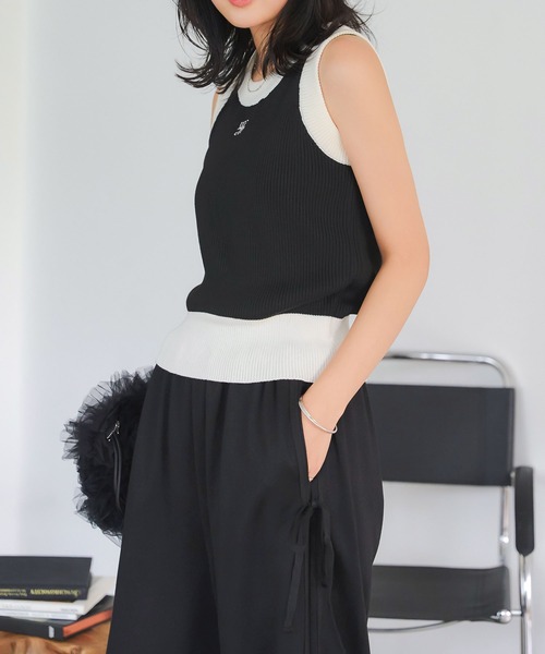 KOBE LETTUCE（コウベレタス）の「刺繍アメスリニットトップス（タンクトップ・レディース・ブラウン/ブラック/グレイッシュベージュ/アイボリー・M）」の16枚目の写真