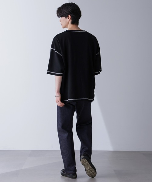 NANO universe(ナノユニバース)の「配色ステッチビックワッフルTシャツ 半袖(Tシャツ/カットソー・メンズ・ブラック/ホワイト・M/L)」の16枚目の写真
