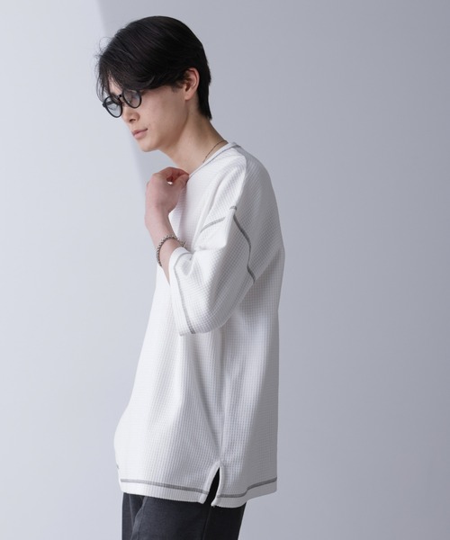 NANO universe(ナノユニバース)の「配色ステッチビックワッフルTシャツ 半袖(Tシャツ/カットソー・メンズ・ブラック/ホワイト・M/L)」の13枚目の写真