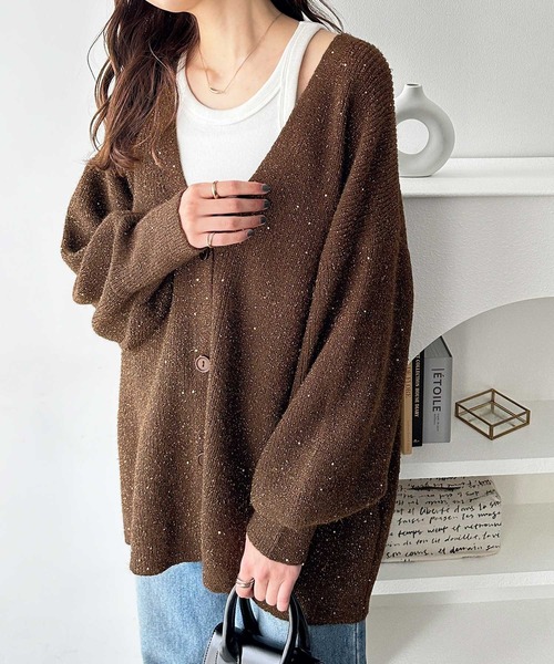 GeeRA(ジーラ)の「ラメニットカーデ(カーディガン/ボレロ・レディース・ブラック/ブラウン・LARGE/MEDIUM)」の10枚目の写真