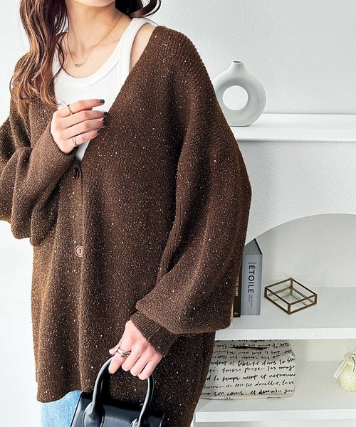 GeeRA(ジーラ)の「ラメニットカーデ(カーディガン/ボレロ・レディース・ブラック/ブラウン・LARGE/MEDIUM)」の11枚目の写真