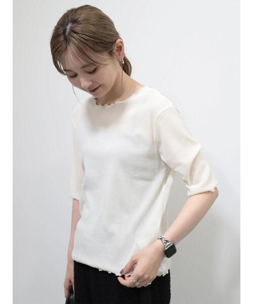 AMERICAN HOLIC(アメリカンホリック)の「シアーベロアTシャツ(Tシャツ/カットソー・レディース・アイボリー/グレー・M/L)」の22枚目の写真