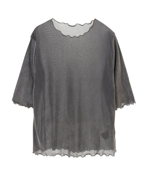 AMERICAN HOLIC(アメリカンホリック)の「シアーベロアTシャツ(Tシャツ/カットソー・レディース・アイボリー/グレー・M/L)」の9枚目の写真