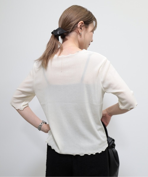AMERICAN HOLIC(アメリカンホリック)の「シアーベロアTシャツ(Tシャツ/カットソー・レディース・アイボリー/グレー・M/L)」の3枚目の写真