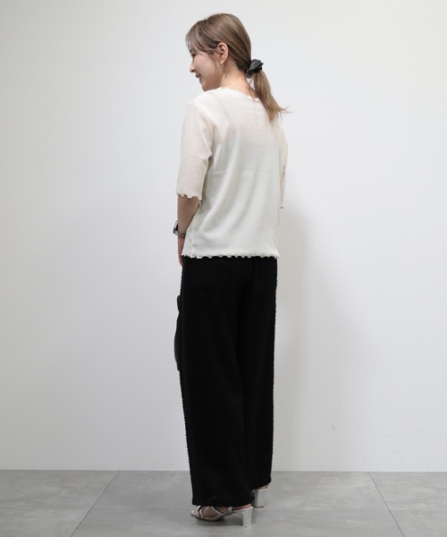 AMERICAN HOLIC(アメリカンホリック)の「シアーベロアTシャツ(Tシャツ/カットソー・レディース・アイボリー/グレー・M/L)」の4枚目の写真
