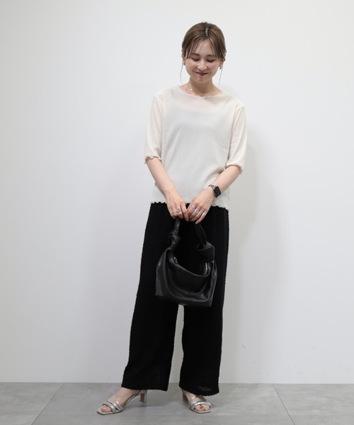 AMERICAN HOLIC(アメリカンホリック)の「シアーベロアTシャツ(Tシャツ/カットソー・レディース・アイボリー/グレー・M/L)」の5枚目の写真