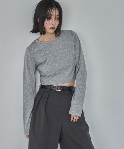 feepur（フェピュール）の「クロップドフライスロンTee（Tシャツ/カットソー・レディース・ブラック/オフホワイト/グレー/ネイビー/オートミール・MEDIUM）」の3枚目の写真