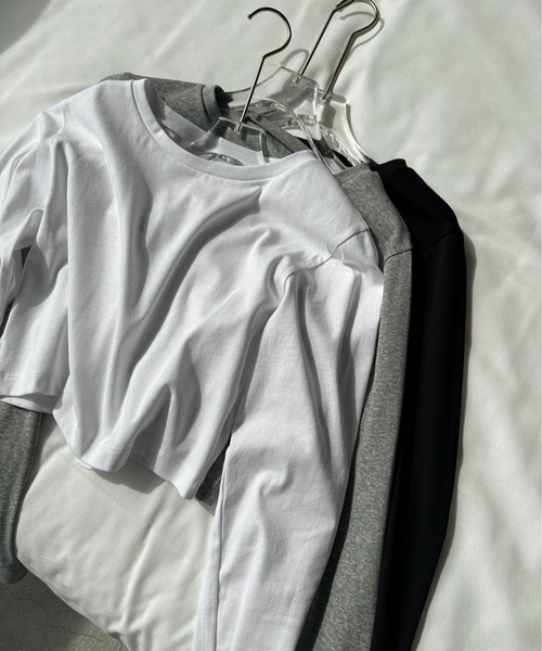 feepur（フェピュール）の「クロップドフライスロンTee（Tシャツ/カットソー・レディース・ブラック/オフホワイト/グレー/ネイビー/オートミール・MEDIUM）」の14枚目の写真