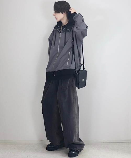 Loose/ルース(ルース)の「ジップデザイン ナイロントラックジャケット(ブルゾン・メンズ・ブラック系2/ブラック系1/グレー系1/ワイン系1・XS/S/M/L)」の19枚目の写真