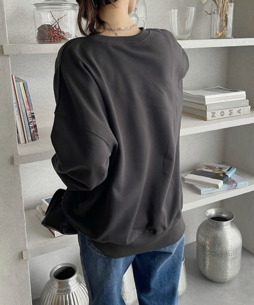 Eclat one（エクラワン）の「【Eclat one】箔プリント オーバー裏毛スウェット（スウェット・レディース・ホワイト/ブラック・FREE）」の8枚目の写真