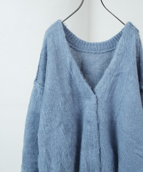 FREAK'S STORE（フリークスストア）の「限定展開　深 Vネック シャギー ニット 2way カーディガン（カーディガン/ボレロ・レディース・ブラウン/ピンク/グリーン/ベージュ/ナチュラル/グレー/ブルー/ブラック・ﾌﾘ-）」の7枚目の写真
