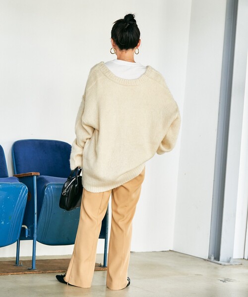 FREAK'S STORE（フリークスストア）の「限定展開　深 Vネック シャギー ニット 2way カーディガン（カーディガン/ボレロ・レディース・ブラウン/ピンク/グリーン/ベージュ/ナチュラル/グレー/ブルー/ブラック・ﾌﾘ-）」の13枚目の写真