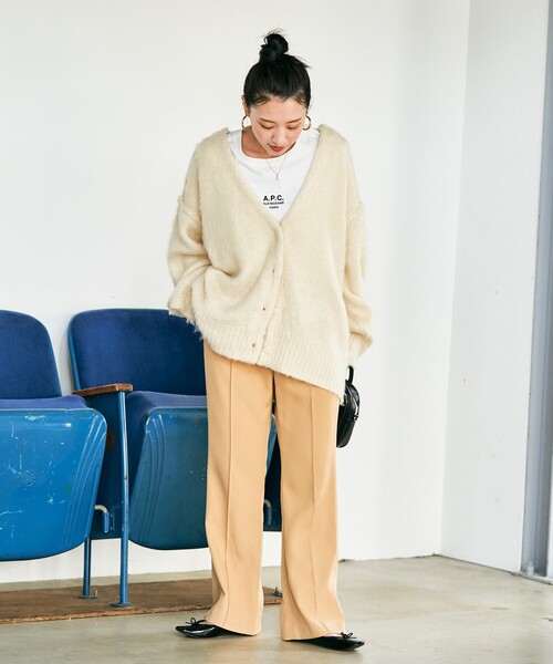 FREAK'S STORE（フリークスストア）の「限定展開　深 Vネック シャギー ニット 2way カーディガン（カーディガン/ボレロ・レディース・ブラウン/ピンク/グリーン/ベージュ/ナチュラル/グレー/ブルー/ブラック・ﾌﾘ-）」の14枚目の写真