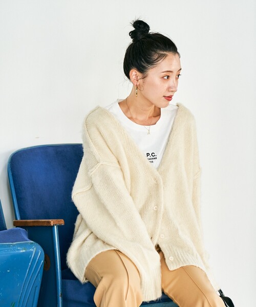 FREAK'S STORE（フリークスストア）の「限定展開　深 Vネック シャギー ニット 2way カーディガン（カーディガン/ボレロ・レディース・ブラウン/ピンク/グリーン/ベージュ/ナチュラル/グレー/ブルー/ブラック・ﾌﾘ-）」の16枚目の写真