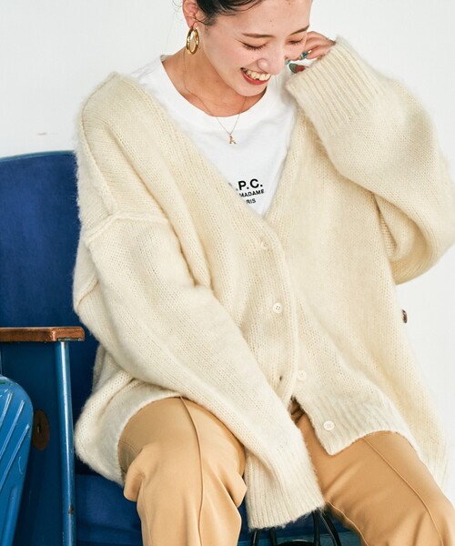 FREAK'S STORE（フリークスストア）の「限定展開　深 Vネック シャギー ニット 2way カーディガン（カーディガン/ボレロ・レディース・ブラウン/ピンク/グリーン/ベージュ/ナチュラル/グレー/ブルー/ブラック・ﾌﾘ-）」の18枚目の写真