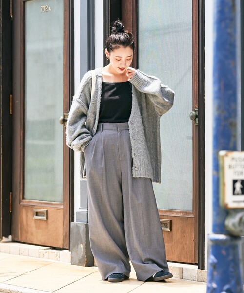 FREAK'S STORE（フリークスストア）の「限定展開　深 Vネック シャギー ニット 2way カーディガン（カーディガン/ボレロ・レディース・ブラウン/ピンク/グリーン/ベージュ/ナチュラル/グレー/ブルー/ブラック・ﾌﾘ-）」の20枚目の写真