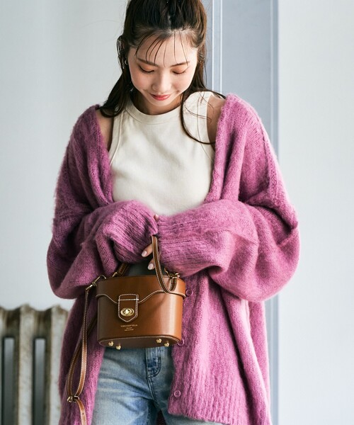 FREAK'S STORE（フリークスストア）の「限定展開　深 Vネック シャギー ニット 2way カーディガン（カーディガン/ボレロ・レディース・ブラウン/ピンク/グリーン/ベージュ/ナチュラル/グレー/ブルー/ブラック・ﾌﾘ-）」の8枚目の写真