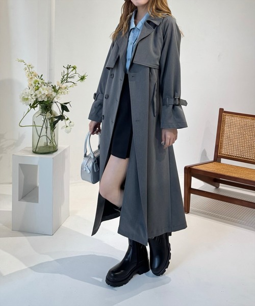 clear（クリア）の「トレンチコート [オフィスカジュアル 大人可愛い ベーシック 抜け感]≪再入荷≫（トレンチコート・レディース・ブラック/チャコールグレー/アイボリー/ブルー・F）」の15枚目の写真