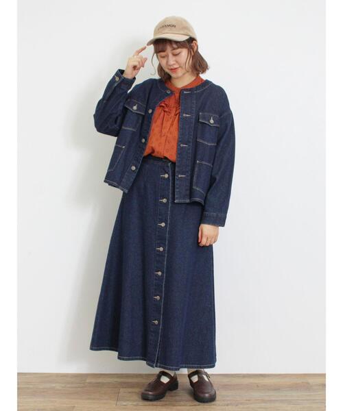 Samansa Mos2（サマンサ モスモス）の「【Sサイズ WEB限定】フロント釦フレアデニムスカート（スカート・レディース・ベージュ/ネイビー/ブルー・M/S）」の17枚目の写真