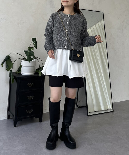 prose verse（プロズヴェール）の「ラメシャギーパールボタンカーディガン（カーディガン/ボレロ・レディース・ベージュ/チャコールグレー・MEDIUM）」の11枚目の写真