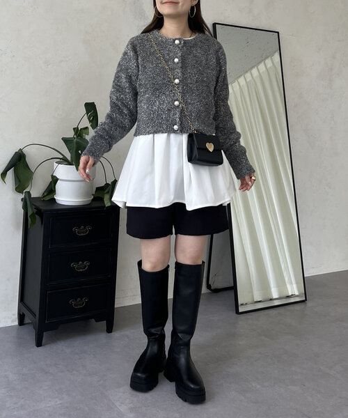 prose verse（プロズヴェール）の「ラメシャギーパールボタンカーディガン（カーディガン/ボレロ・レディース・ベージュ/チャコールグレー・MEDIUM）」の13枚目の写真