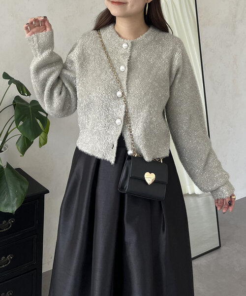 prose verse（プロズヴェール）の「ラメシャギーパールボタンカーディガン（カーディガン/ボレロ・レディース・ベージュ/チャコールグレー・MEDIUM）」の19枚目の写真