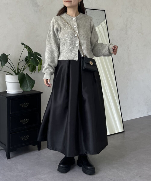 prose verse（プロズヴェール）の「ラメシャギーパールボタンカーディガン（カーディガン/ボレロ・レディース・ベージュ/チャコールグレー・MEDIUM）」の21枚目の写真