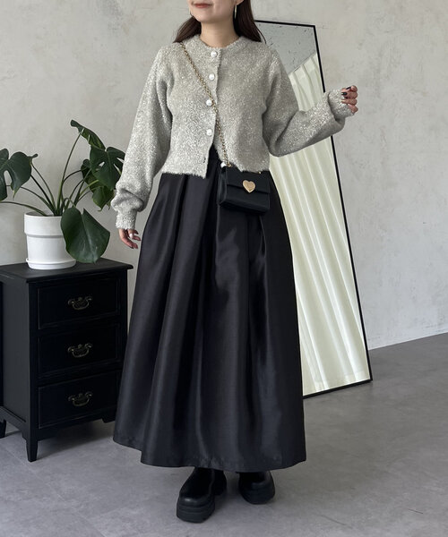 prose verse（プロズヴェール）の「ラメシャギーパールボタンカーディガン（カーディガン/ボレロ・レディース・ベージュ/チャコールグレー・MEDIUM）」の22枚目の写真