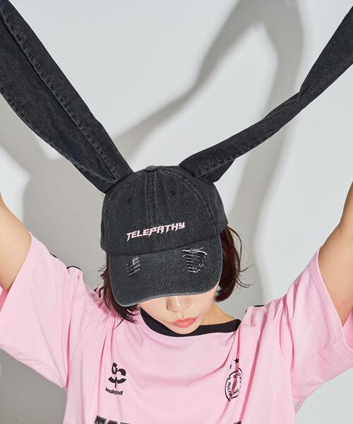 WEGO（ウィゴー）の「WEGO/うさ耳デニムキャップ（キャップ・レディース・スカイブルー/ブラック系その他・FREE）」の2枚目の写真