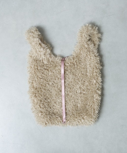 EARTH MADE(アースメイド)の「CURLY FUR MARCHE BAG ファーマルシェバッグ(トートバッグ・レディース・ベージュ/グレー/ピンク・0)」の6枚目の写真